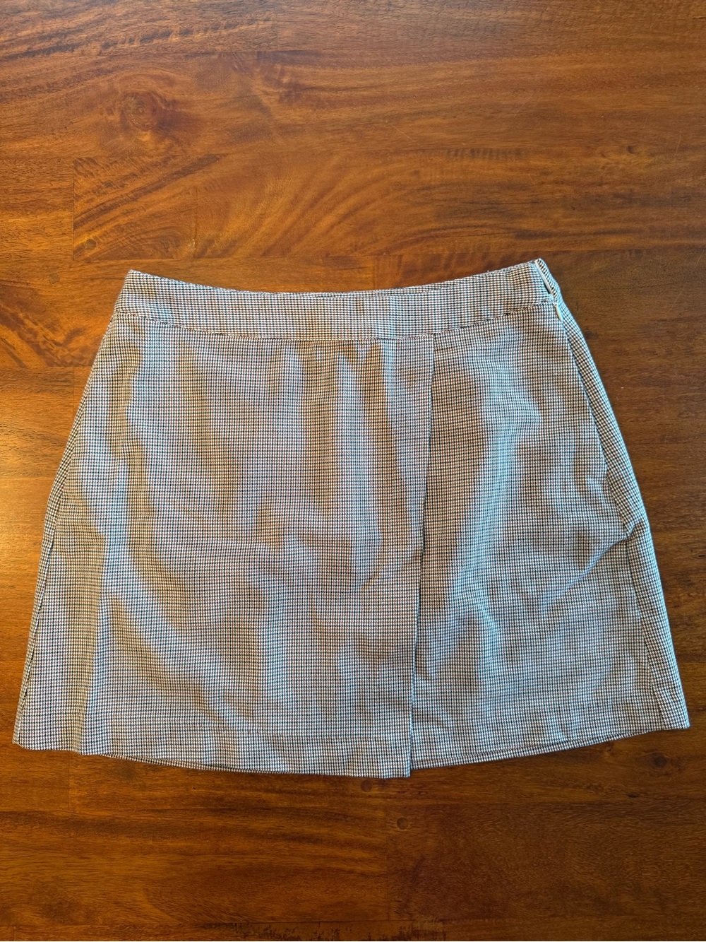 A New Day Plaid Wrap Front Mini Skirt Size 8 Brown Cream